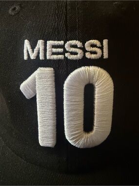 AFA Black Baseball Cap with White "MESSI 10" Embroidery #GOAT
